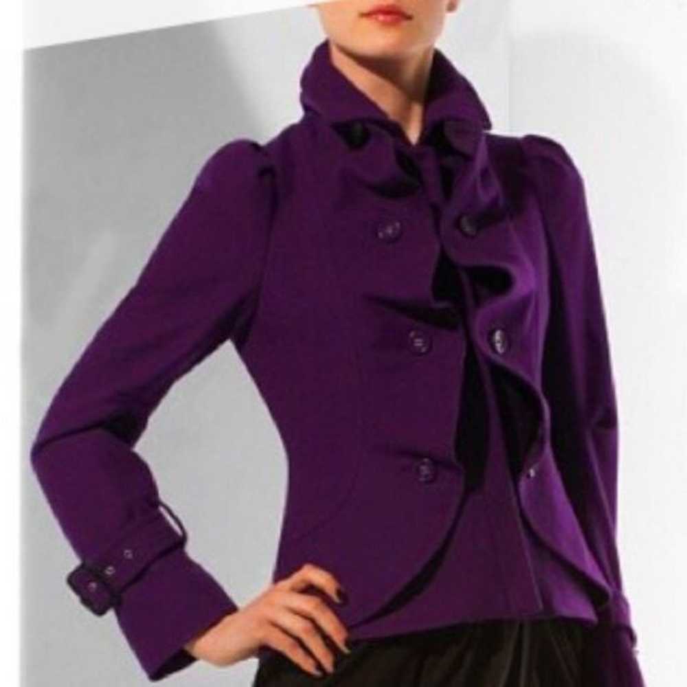 BCBG MaxAzria Wool Cropped Pea Coat Purple - image 1