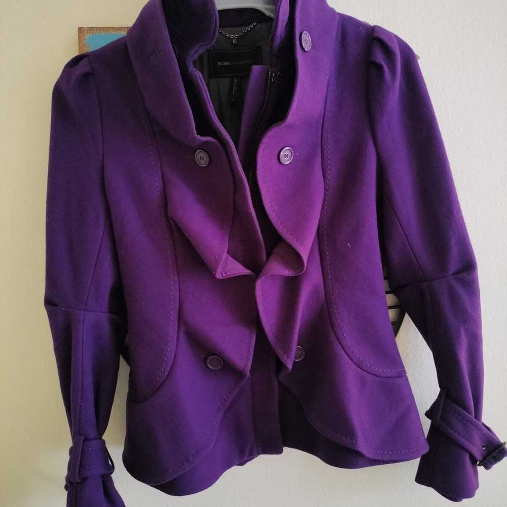 BCBG MaxAzria Wool Cropped Pea Coat Purple - image 2