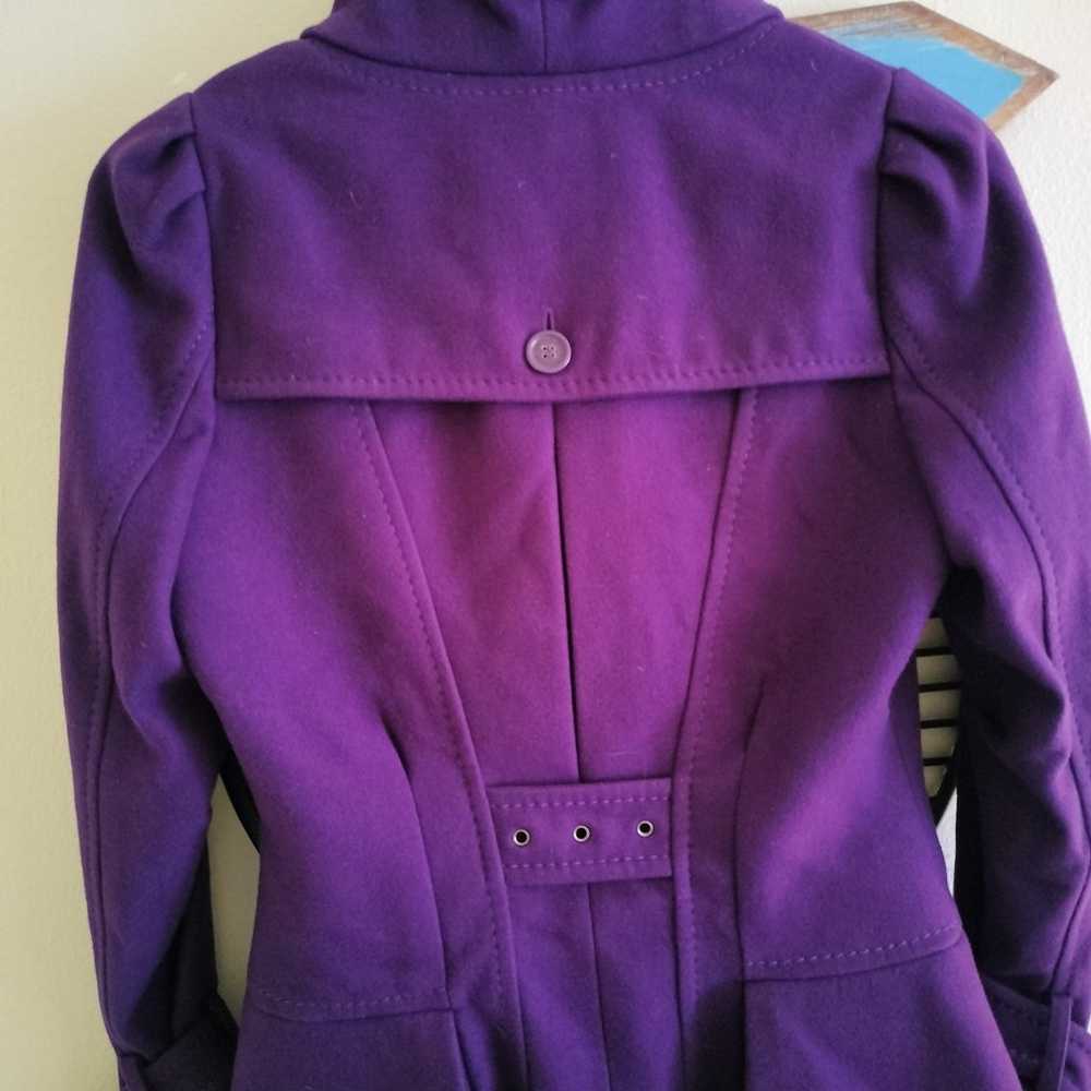BCBG MaxAzria Wool Cropped Pea Coat Purple - image 3