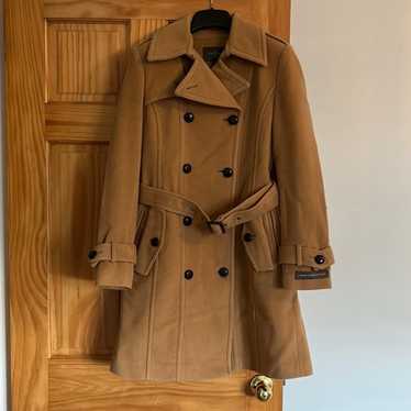 Caramel double breasted long peacoat