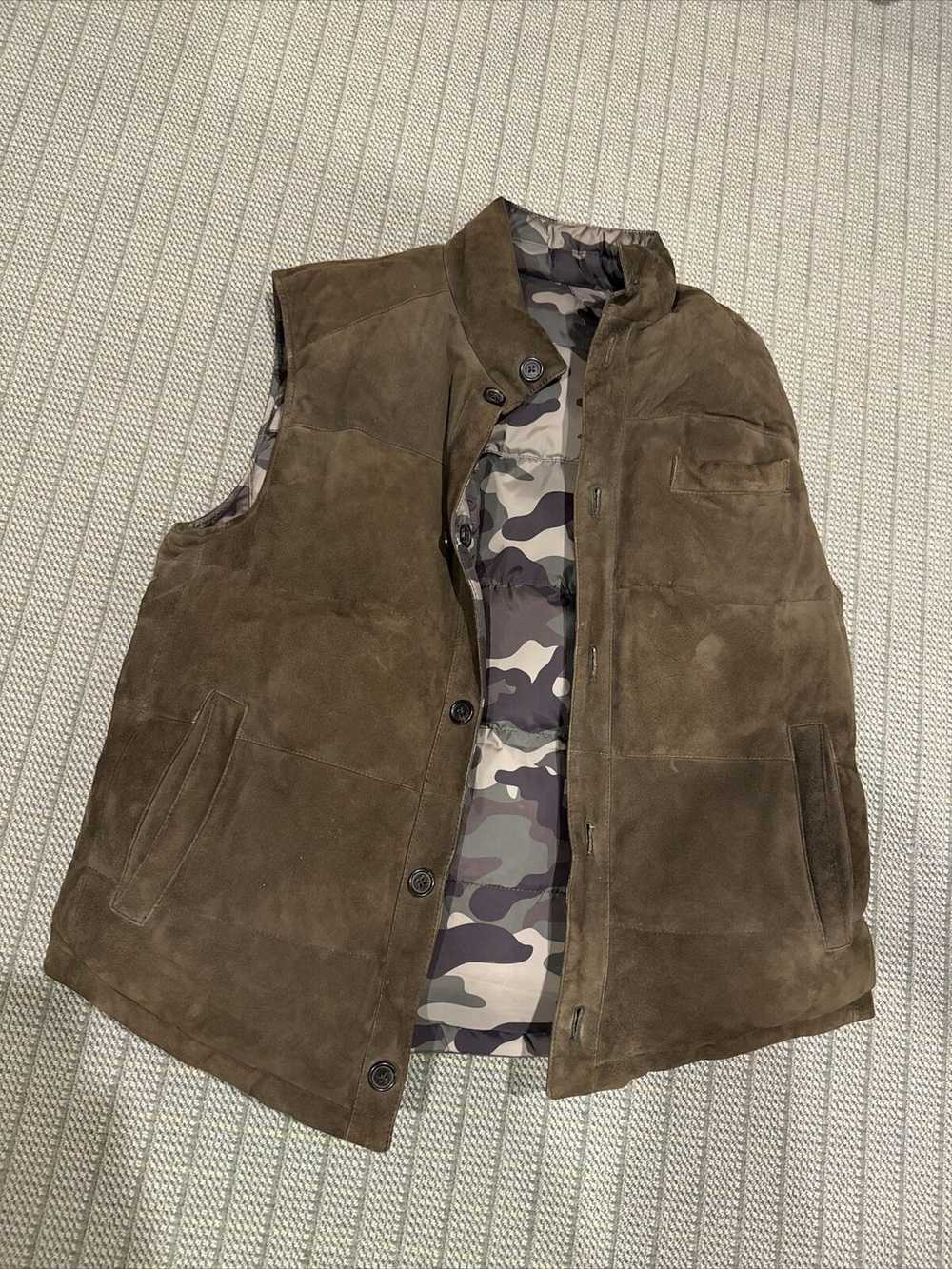 Brooks Brothers reversible suede and camo puffer … - image 1
