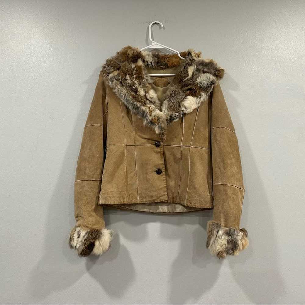 Wilson's Leather Blonde Suede Fur Collar Jacket S… - image 1