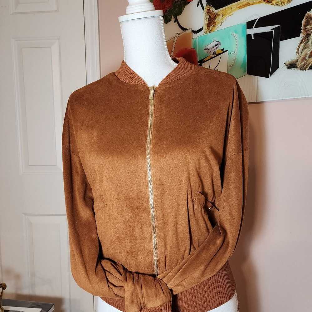 House of CB Tan Suedette Bomber Jacket - image 4