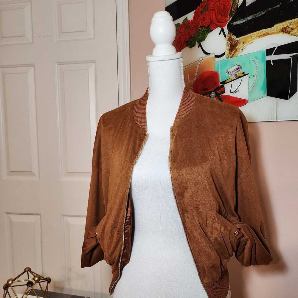 House of CB Tan Suedette Bomber Jacket - image 7