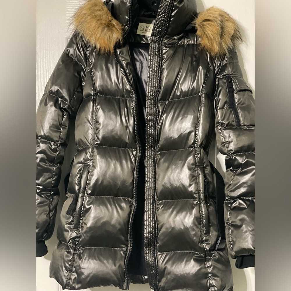 S13 Chelsea High-Shine Faux-Fur-Trim Hooded Puffe… - image 3