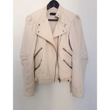 Zara cream off white genuine leather jacket