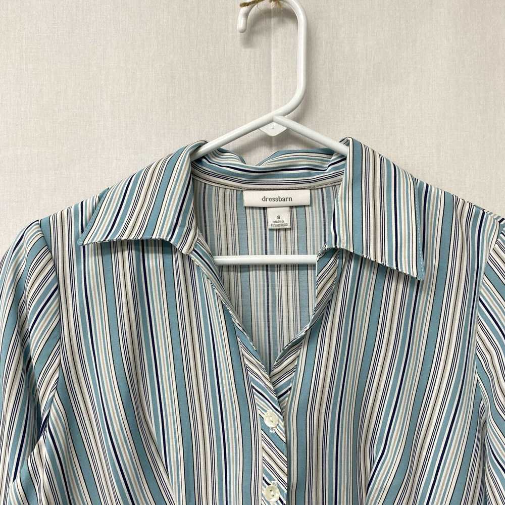 Vintage Dressbarn Womens Blue Striped Roll Tab Sl… - image 3