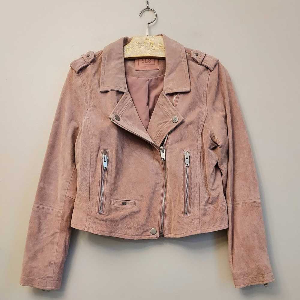 Blank NYC SL8 Pink Blush Suede Moto Jacket Large - image 5