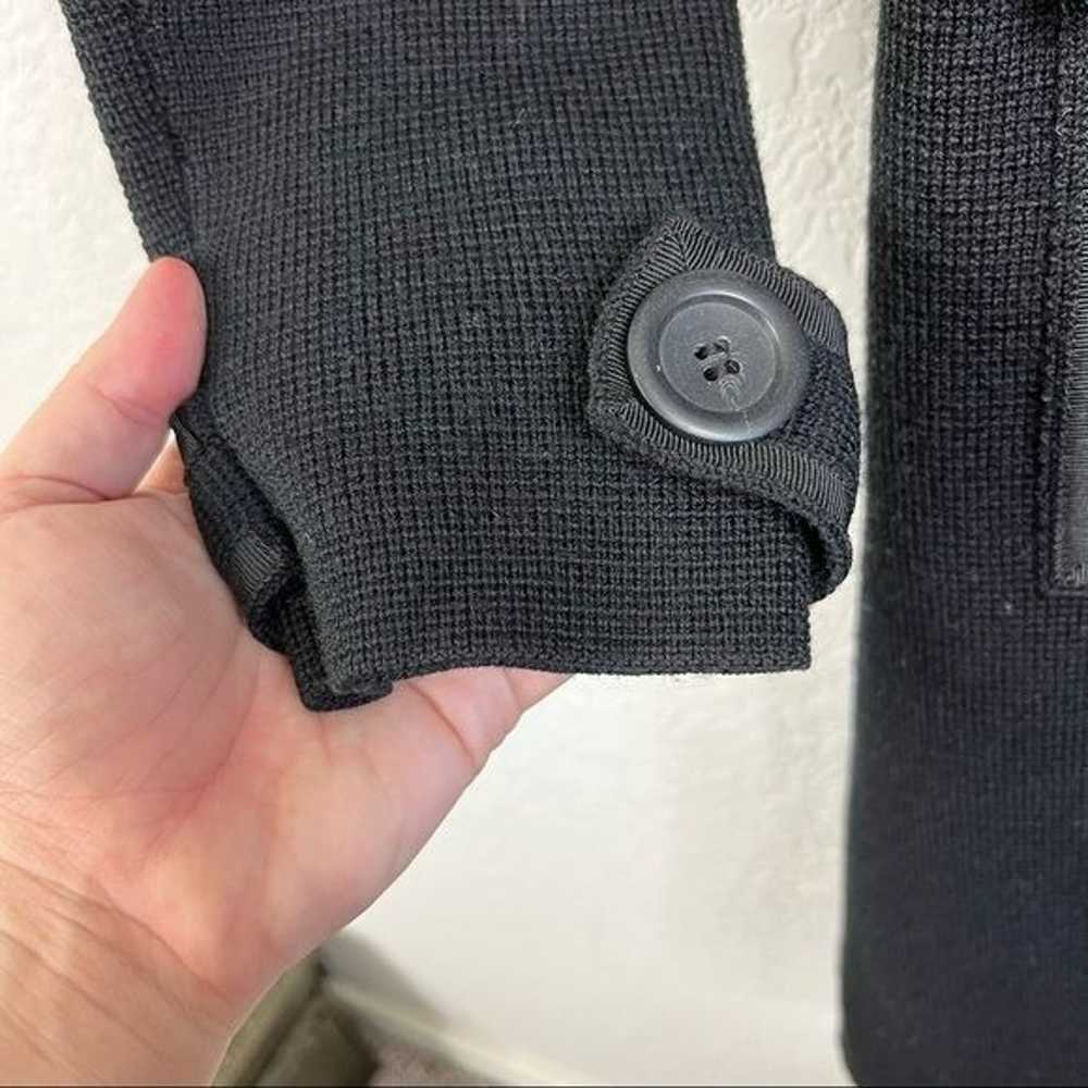 J Crew Knit Button Front Belted Black Jacket - image 3