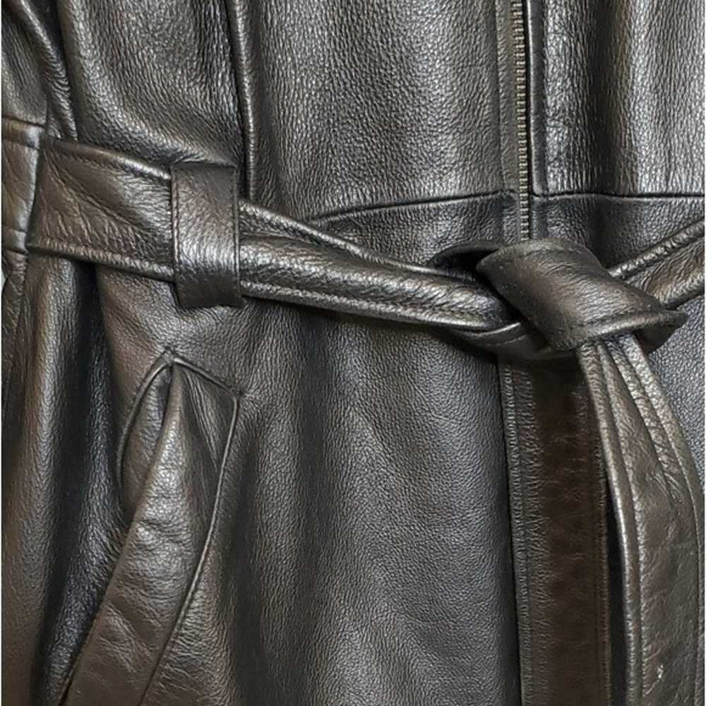 Vintage Jaqueline Ferrari Belted  Black Leather C… - image 3