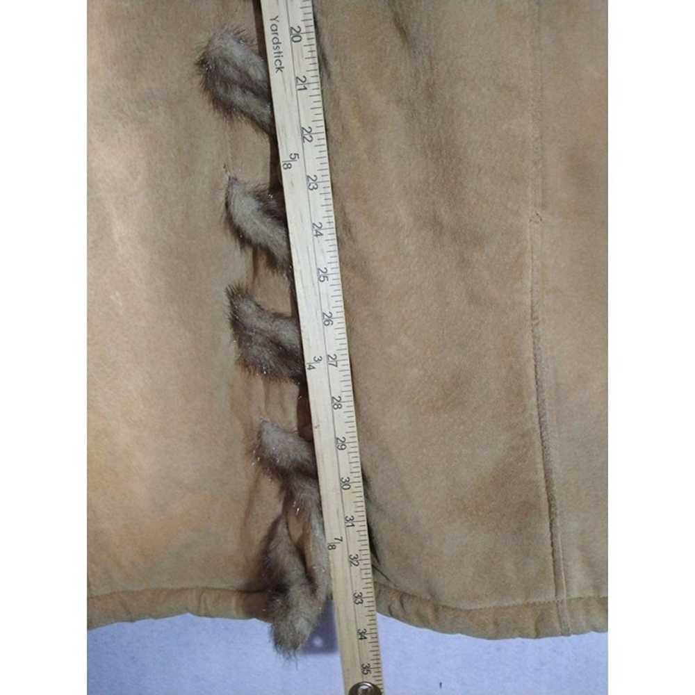 Real Raccoon Fur Suede Leather Jacket Coat With H… - image 4
