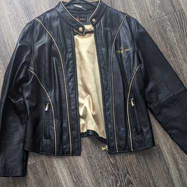Baby Phat Black Leather Moto Jacket- XL