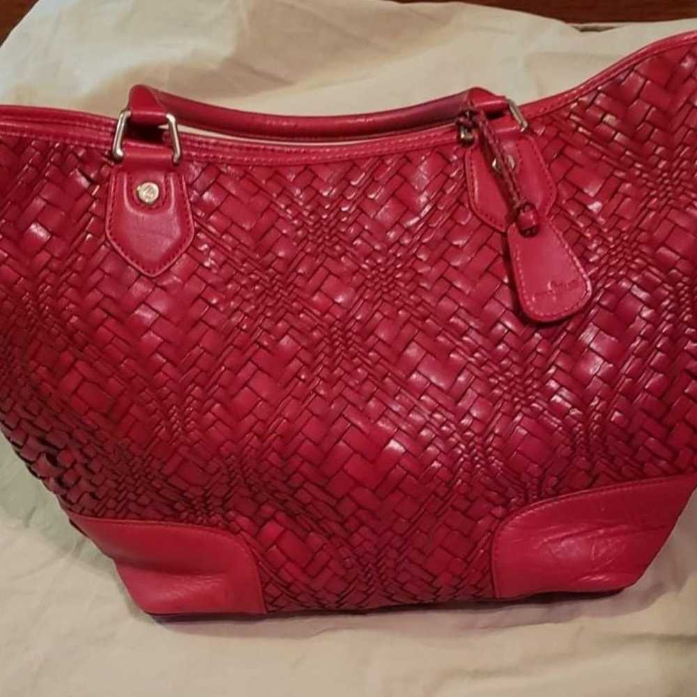 Red leather Cole Haan shoulder bag - image 1