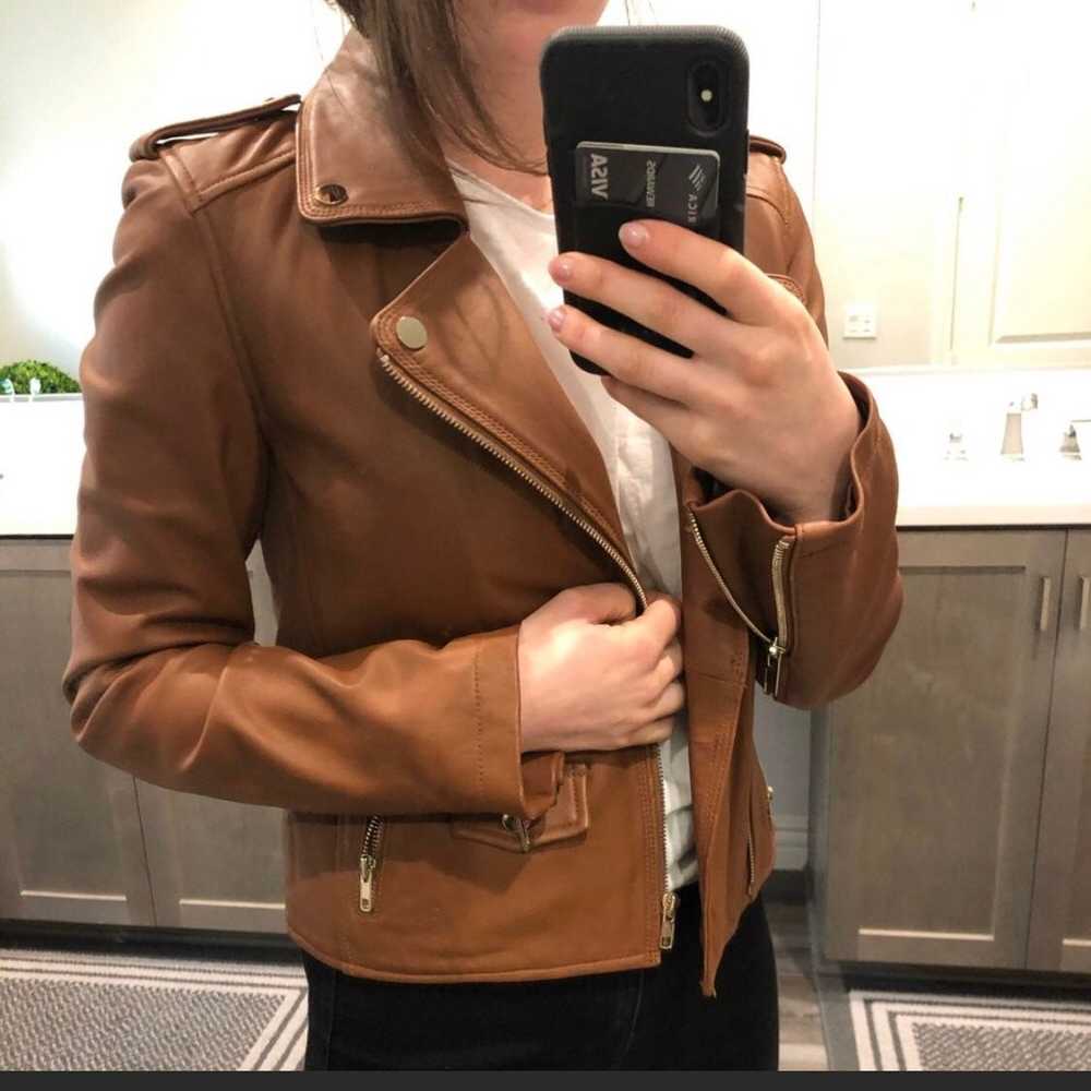 Zara brown  Genuine Leather Jacket - image 3