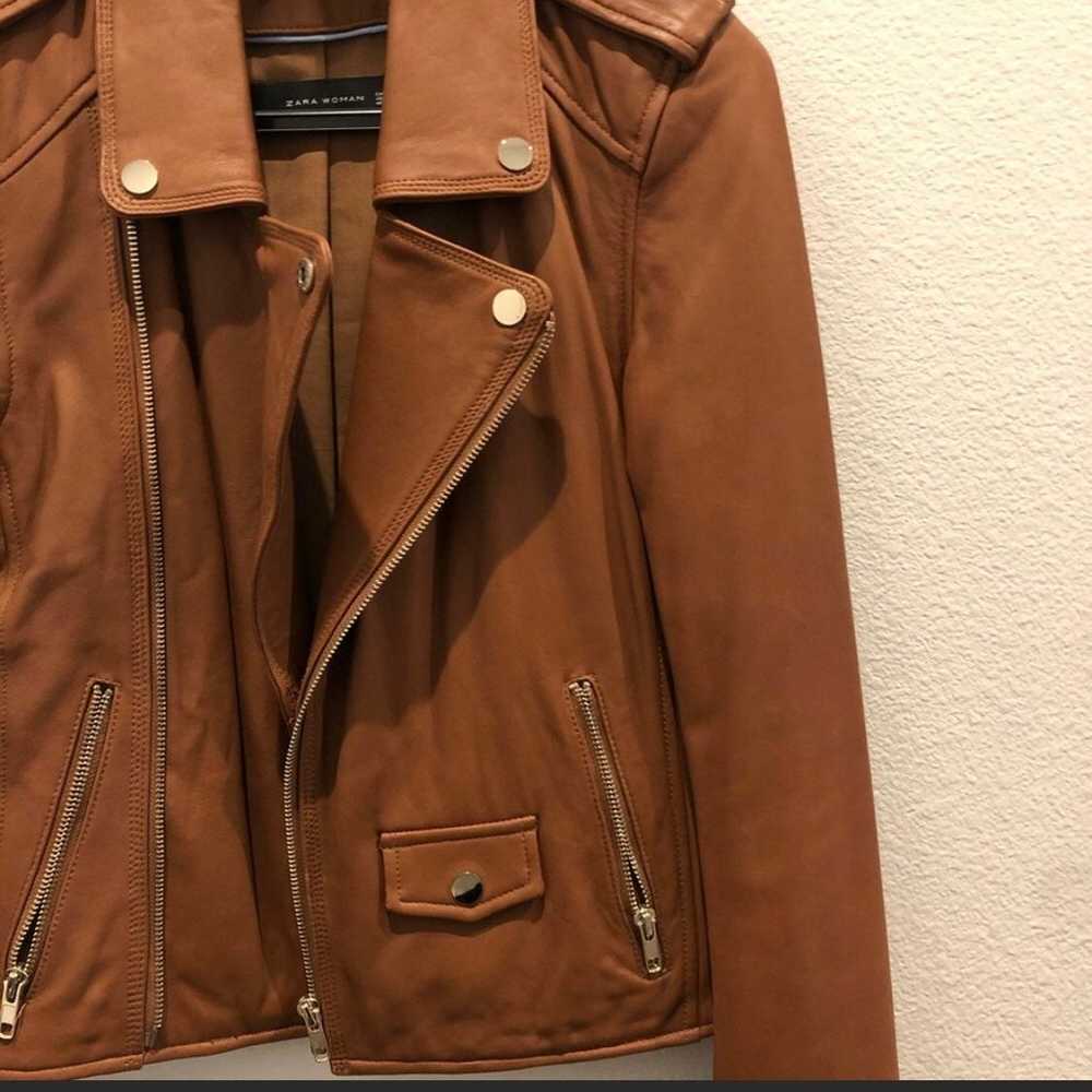 Zara brown  Genuine Leather Jacket - image 4