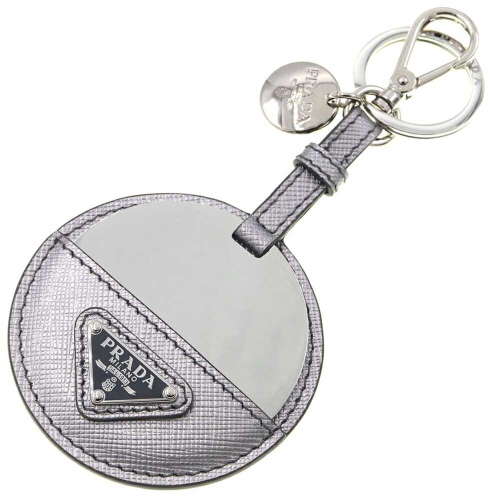 Prada Prada Key Holder Silver Grey Leather Bag Ch… - image 1