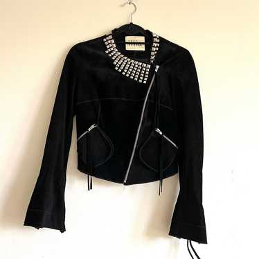Anthropologie Illia leather zip jacket studded bla