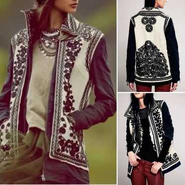 Free People Stitched Quills Embroidered Jacket in… - image 1