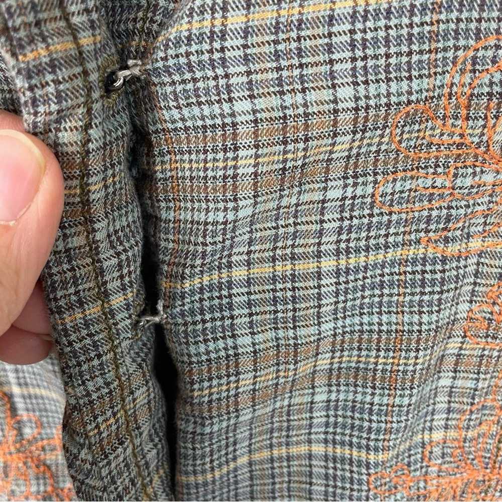 Johnny Was Brown Gray Blue Plaid Embroidered Jack… - image 4