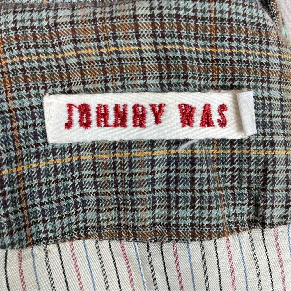 Johnny Was Brown Gray Blue Plaid Embroidered Jack… - image 9