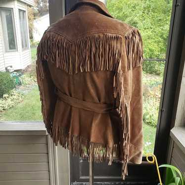 Winlit Suede Leather Fringe Jacket Size 9 (Women'… - image 1