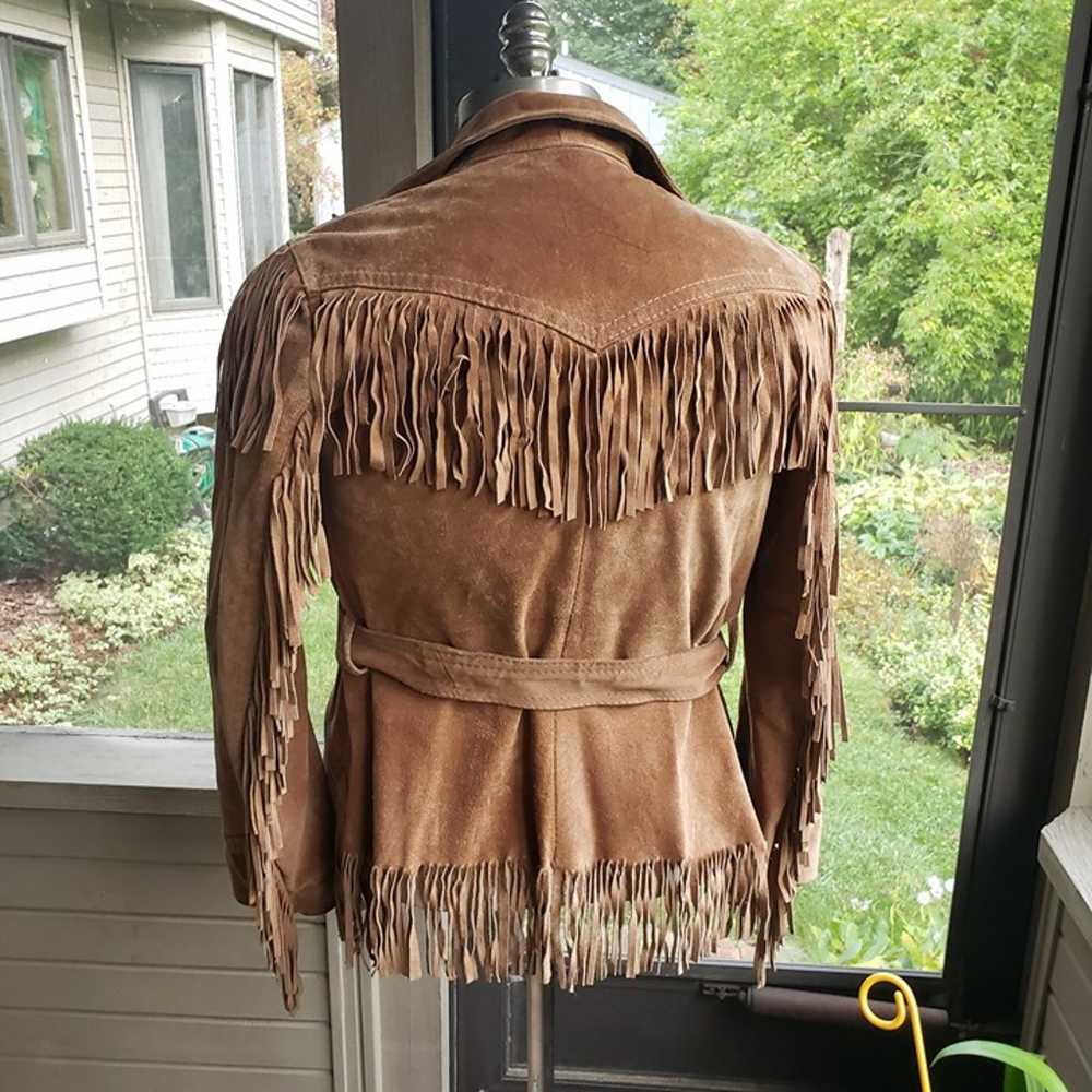 Winlit Suede Leather Fringe Jacket Size 9 (Women'… - image 2