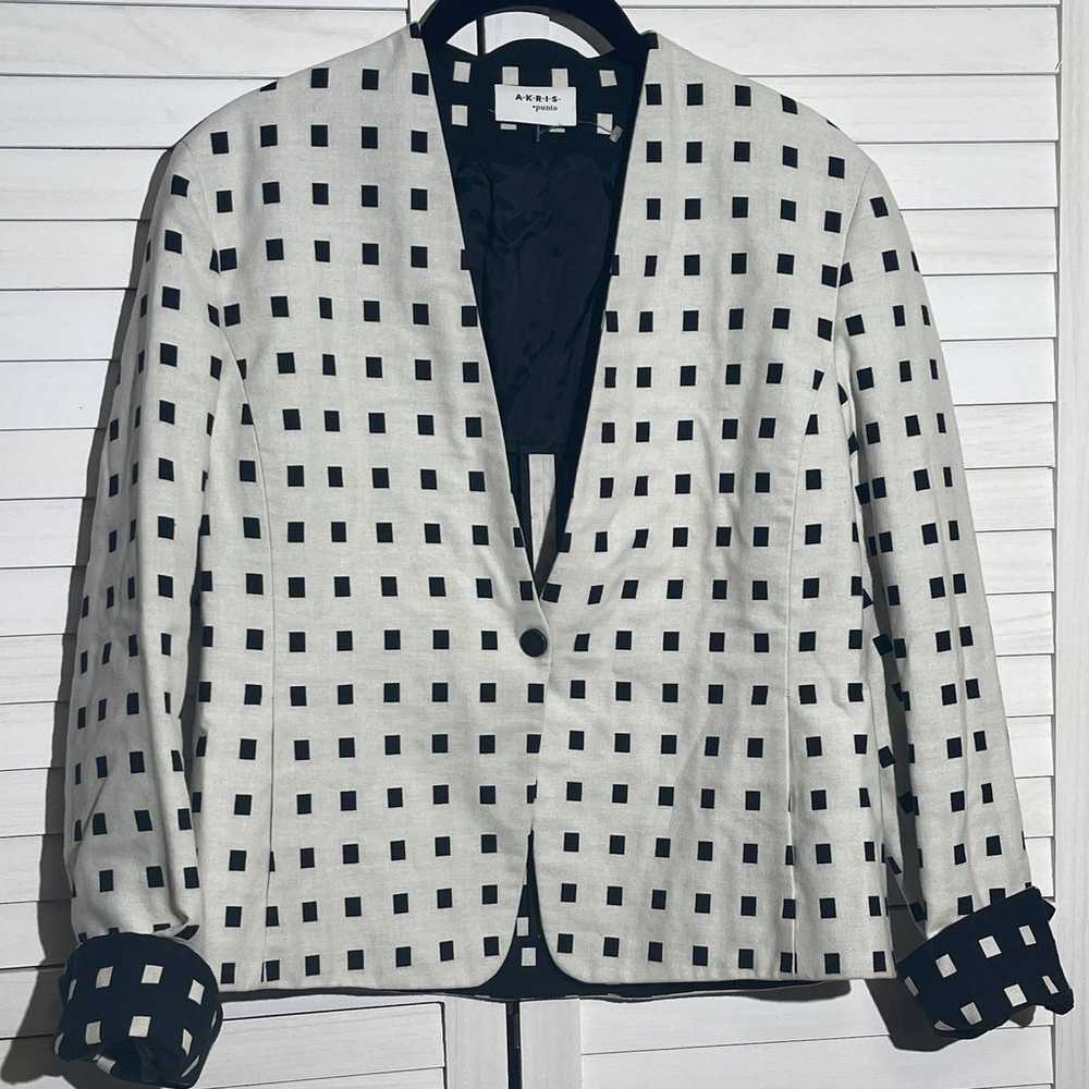 Akris Punto jacket Black White  1 Button Blazer S… - image 5