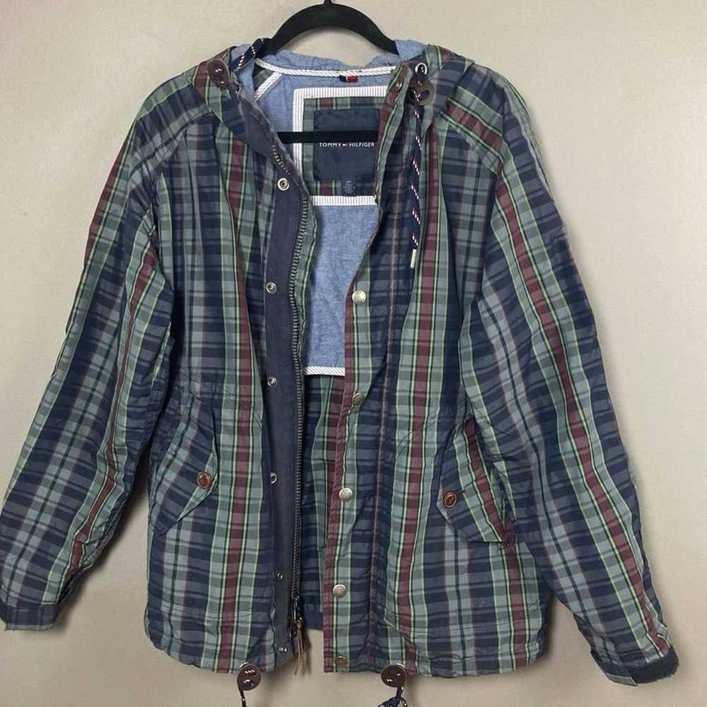Tommy Hilfiger plaid shell jacket hooded women's … - image 5