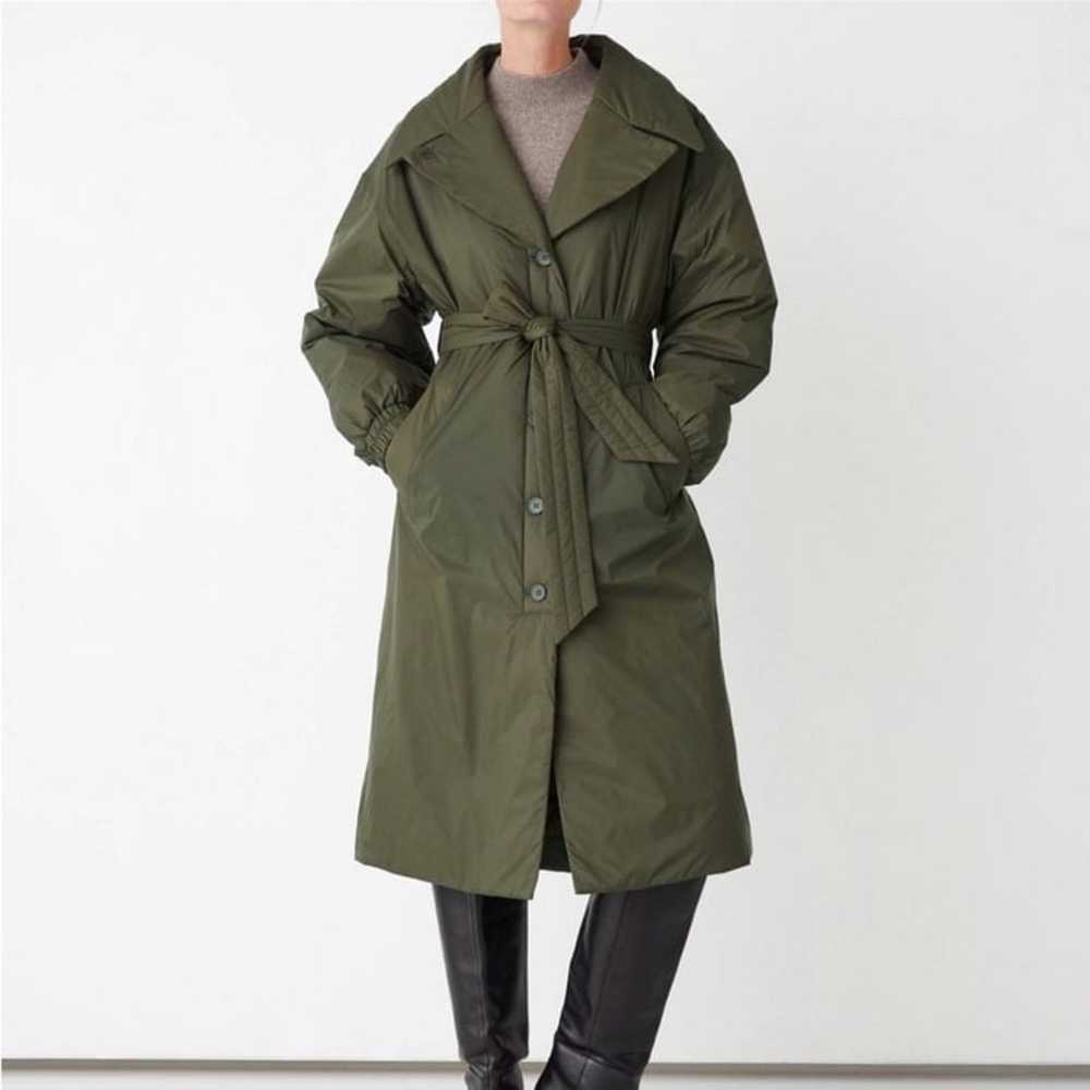 & Other Stories Green Nylon Belted Puffer Trench … - image 2