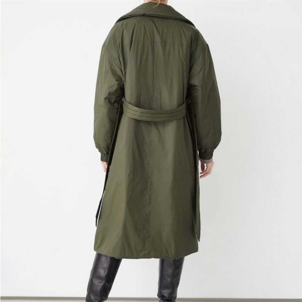 & Other Stories Green Nylon Belted Puffer Trench … - image 3