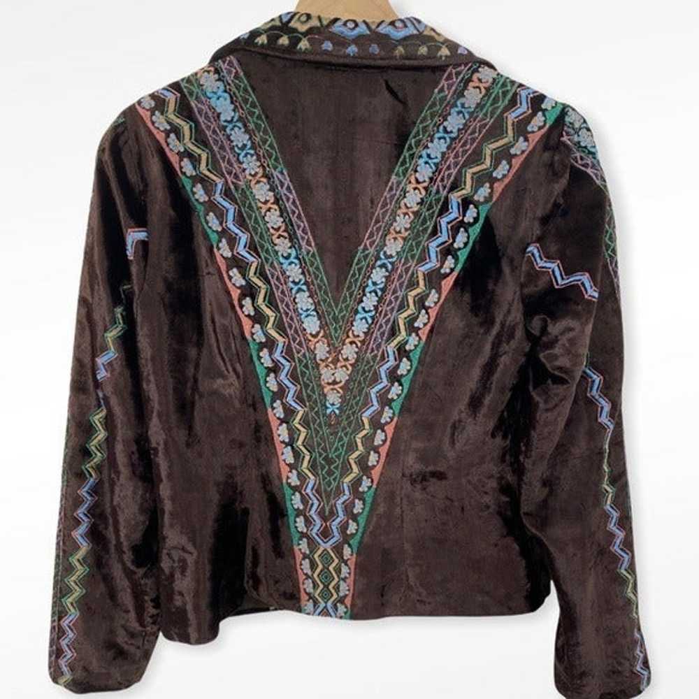 Sandy Starkman Brown Velvet Embroidered Jacket - image 2