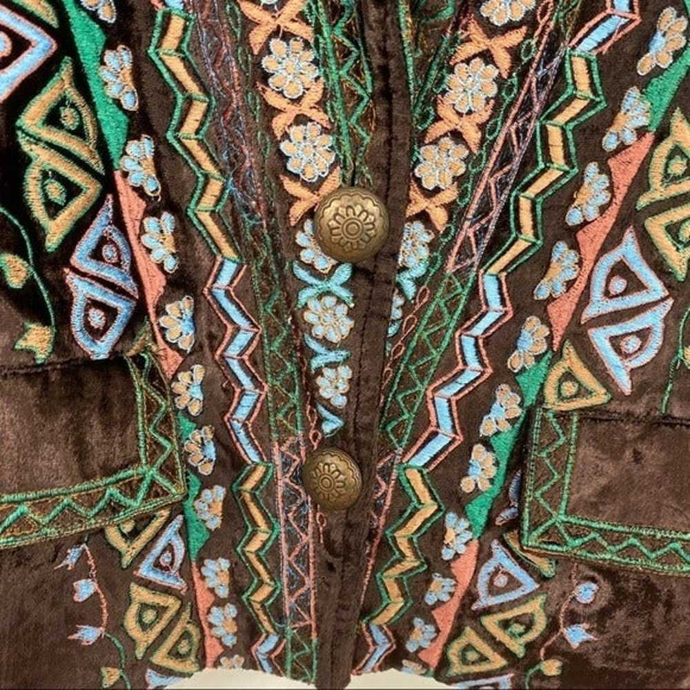 Sandy Starkman Brown Velvet Embroidered Jacket - image 3