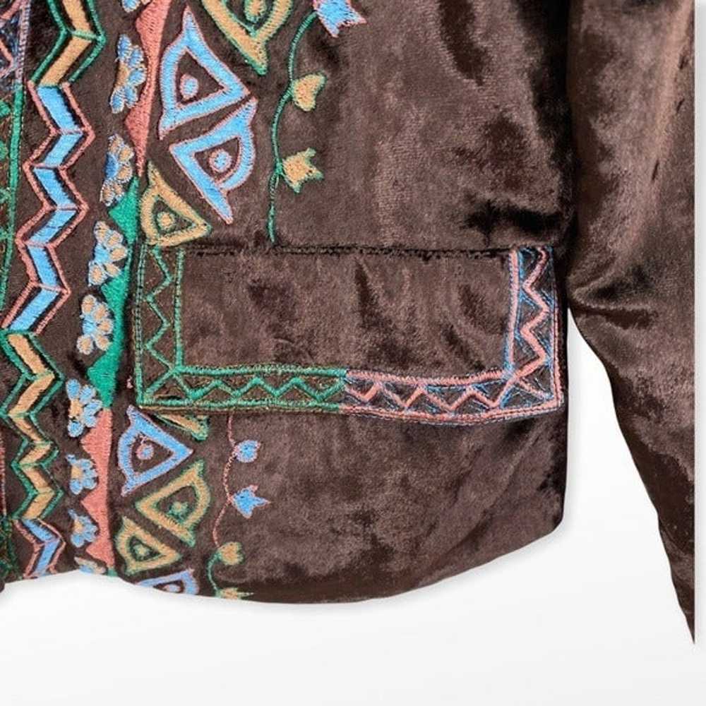 Sandy Starkman Brown Velvet Embroidered Jacket - image 4