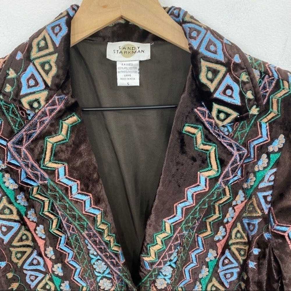 Sandy Starkman Brown Velvet Embroidered Jacket - image 6