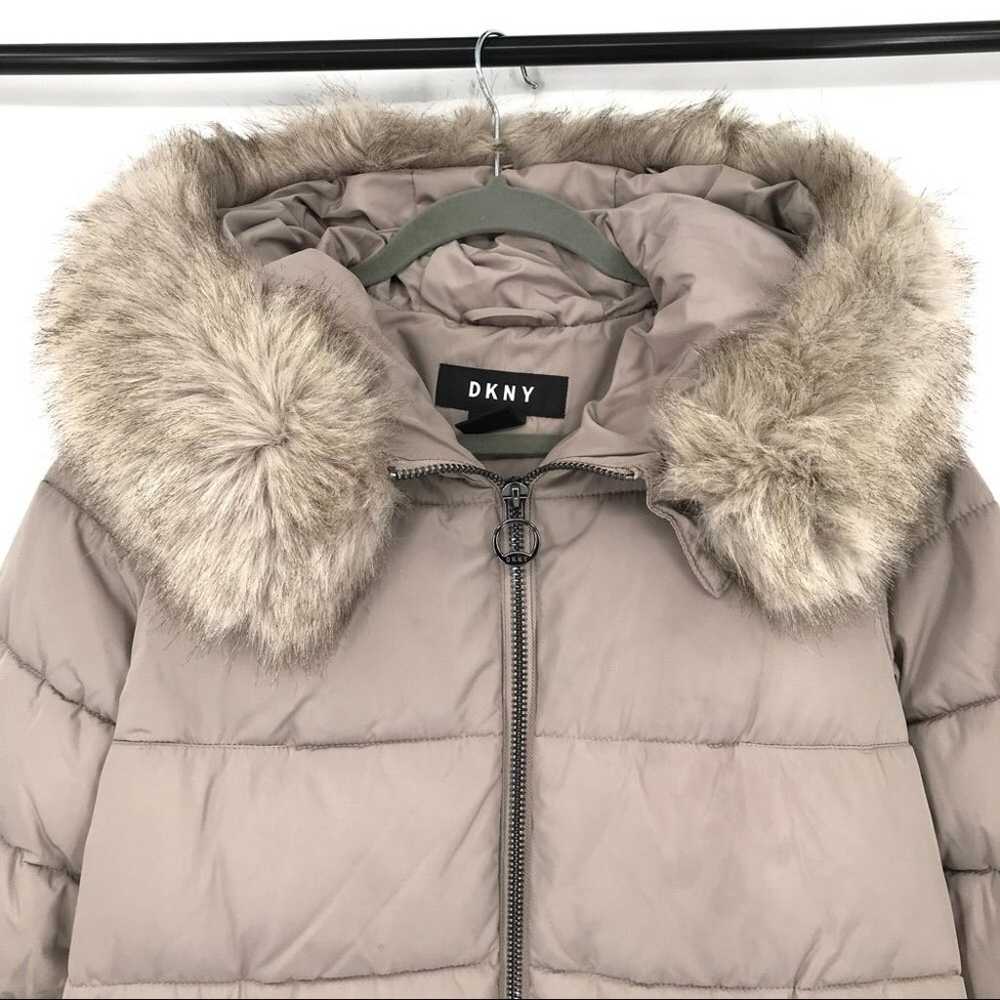 DKNY faux fur trim hooded puffer coat - image 2