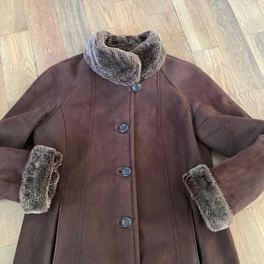 Portrait Faux Fur Brown Coat Size Medium - image 3