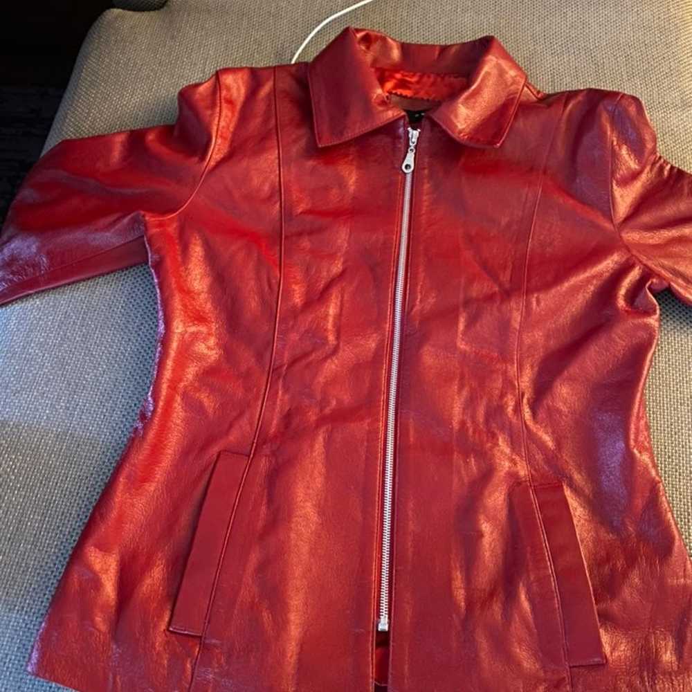 Antonia Rovira genuine Red leather bomber jacket - image 1