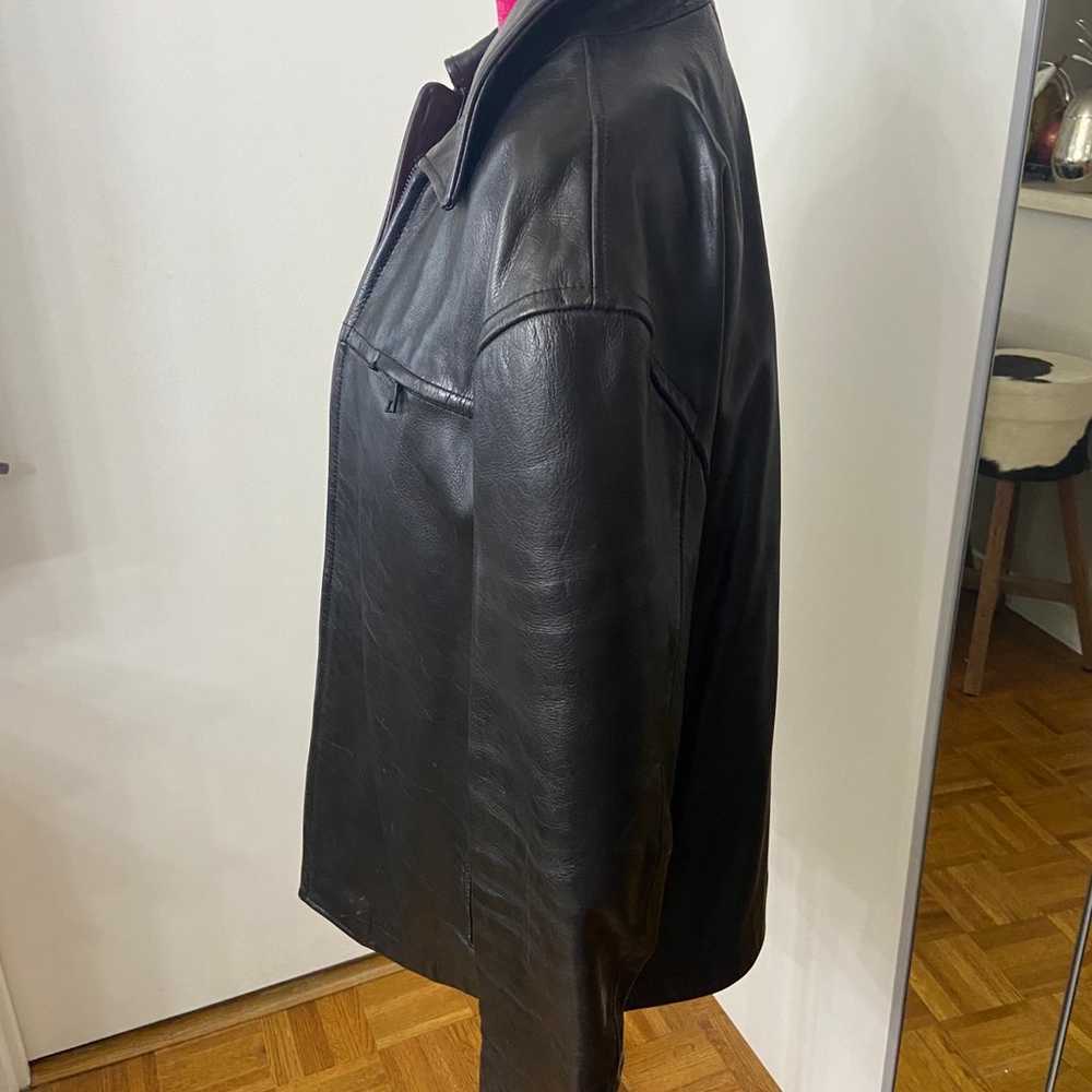 Banana republic men’s black leather jacket medium - image 4