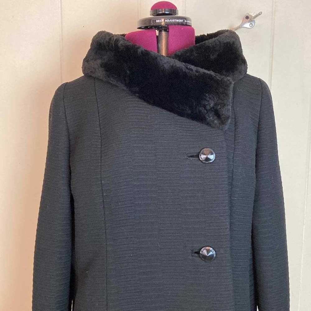 Vintage 1960s Marki Wool & Faux Fur Structured Co… - image 2