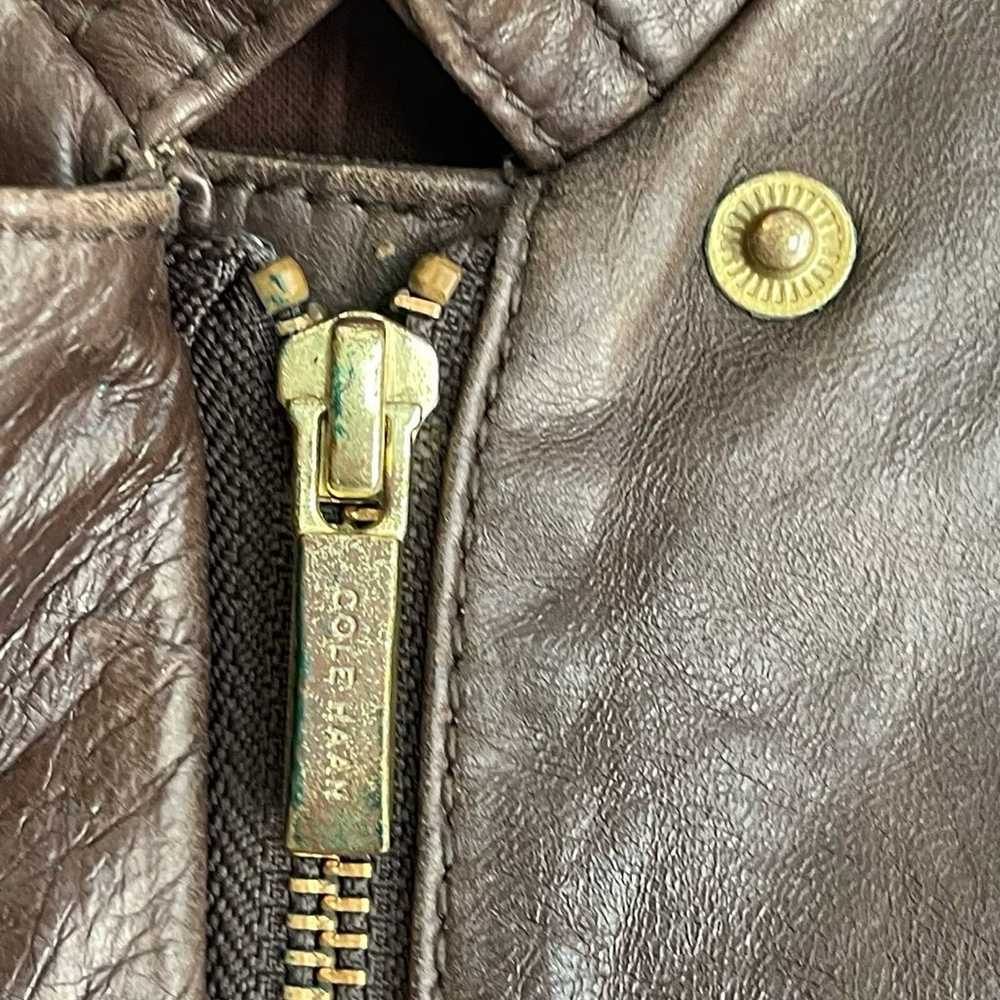 Cole Haan Genuine Lambskin Zip Front Leather Moto… - image 11