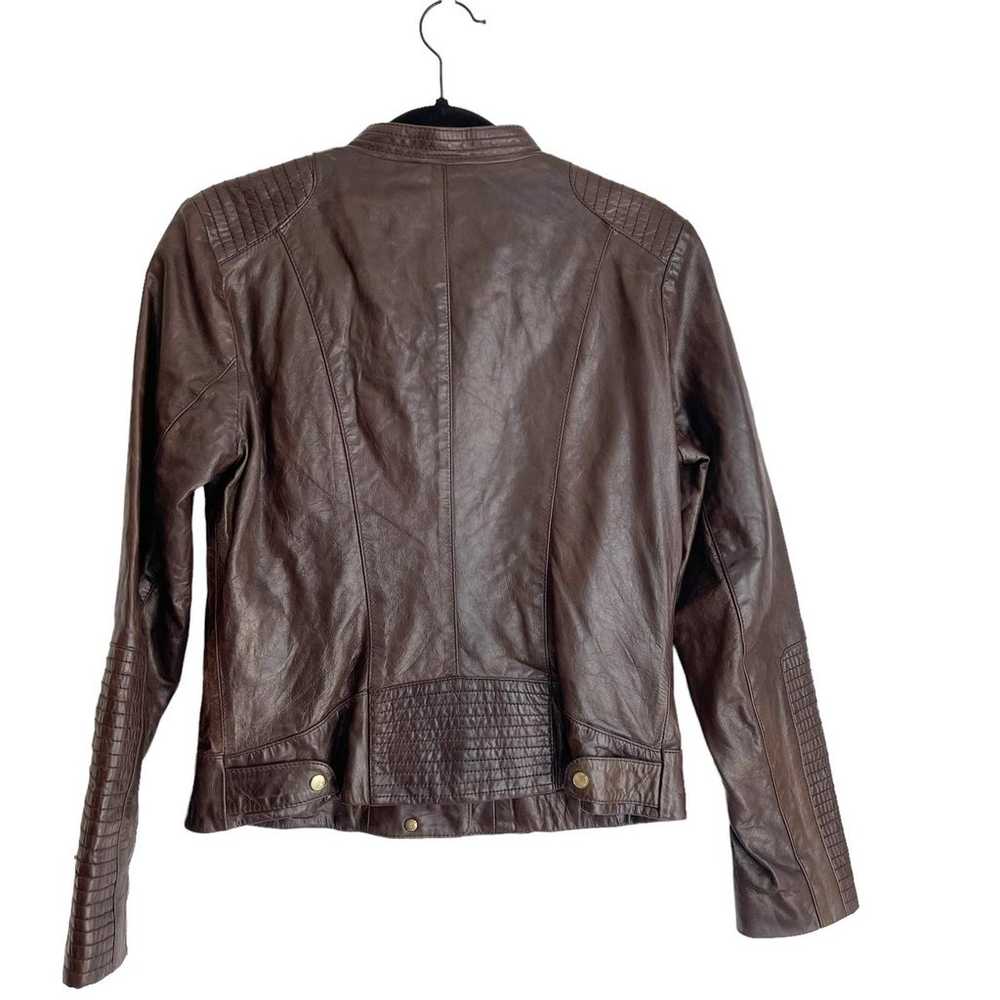 Cole Haan Genuine Lambskin Zip Front Leather Moto… - image 3