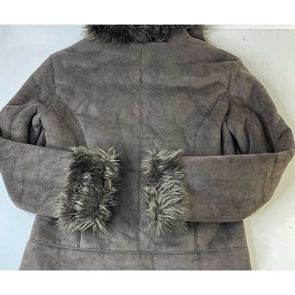 Vintage Womens Medium Faux Leather Fur Shag Colla… - image 6