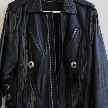 vintage genuine heavy leather motorcycle jacket  … - image 1