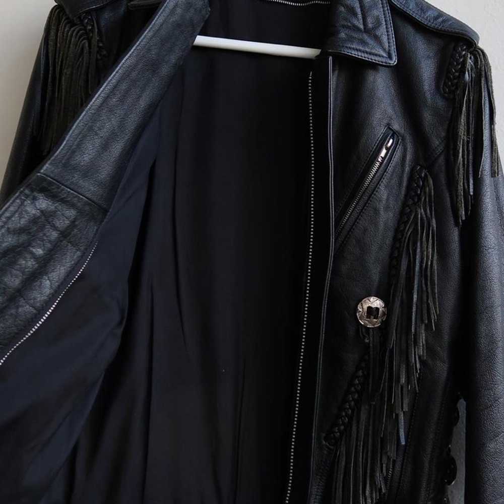 vintage genuine heavy leather motorcycle jacket  … - image 3