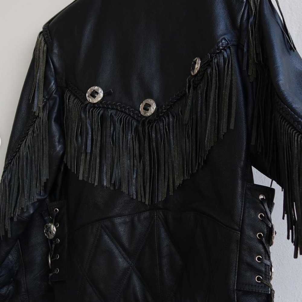 vintage genuine heavy leather motorcycle jacket  … - image 4