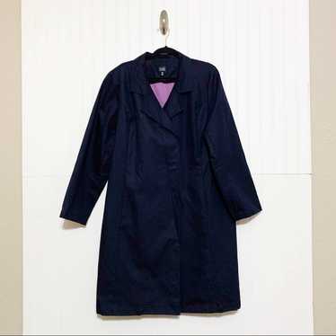 Eileen Fisher Double Breasted Navy Trench Coat - image 1