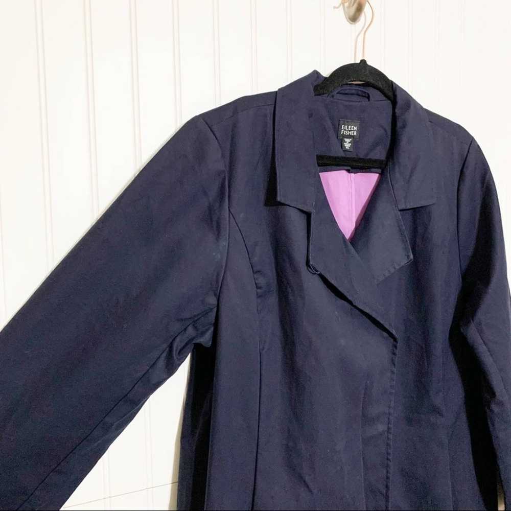 Eileen Fisher Double Breasted Navy Trench Coat - image 2