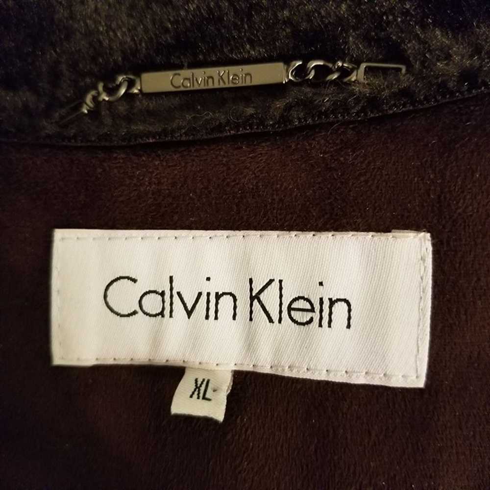 Calvin Klein XL Suede Long Fur Trench Coat Heavy … - image 4