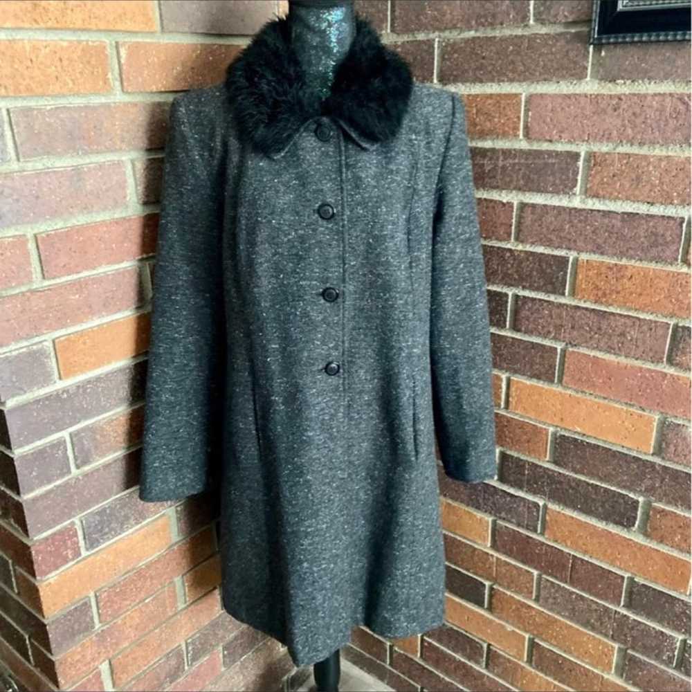 Frenchi Black & Gray Tweed Wool Coat w/F - image 3
