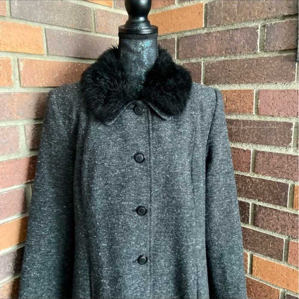 Frenchi Black & Gray Tweed Wool Coat w/F - image 4